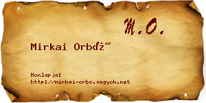 Mirkai Orbó névjegykártya